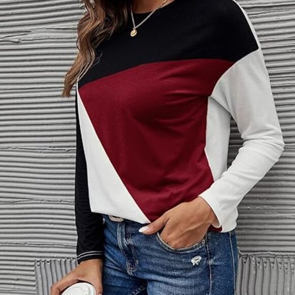 🔺 Colorblock Long Sleeve Shirt – Geometric Minimalist 🔺 - Picture 3 of 6